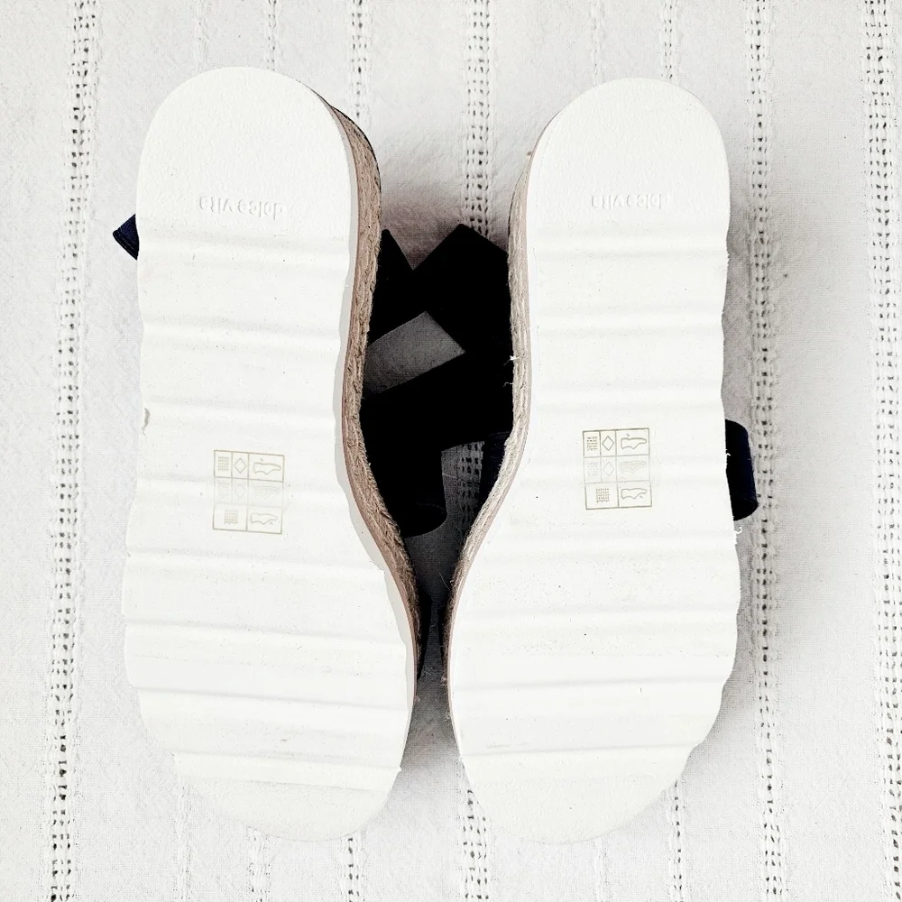 Dolce Vita Espadrille Platform Sandals Shoes Elastic Ankle Straps Navy 6 NEW - Picture 6 of 10